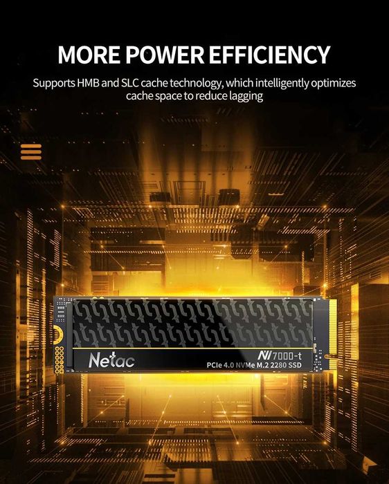 Диск SSD Netac NV7000-t 1TB NVMe 2280 PCIe 4x4 7400MB/s ссд PC PS5