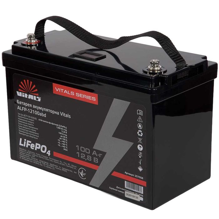 Батарея акумуляторна LiFePo4 Vitals ALFP-12100abd 12v 100ah 3 роки гарантії