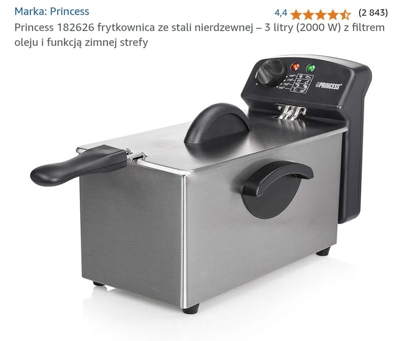 Frytkownica Princess 2000W 3L ,Stal nierdzewna