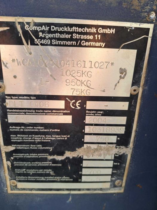 Sprężarka spalinowa Compair C38 kompresor śrubowy silnik DEUTZ