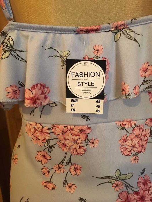 Błękitna sukienka wakacje wczasy wesele 42 44