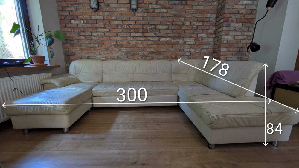 Kanapa skórzana 300 x 178 x 84 - oddam za darmo