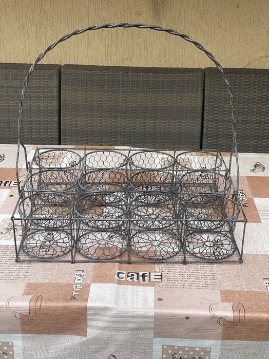 Корзина из витой оцинкованной проволоки (Винтажная)