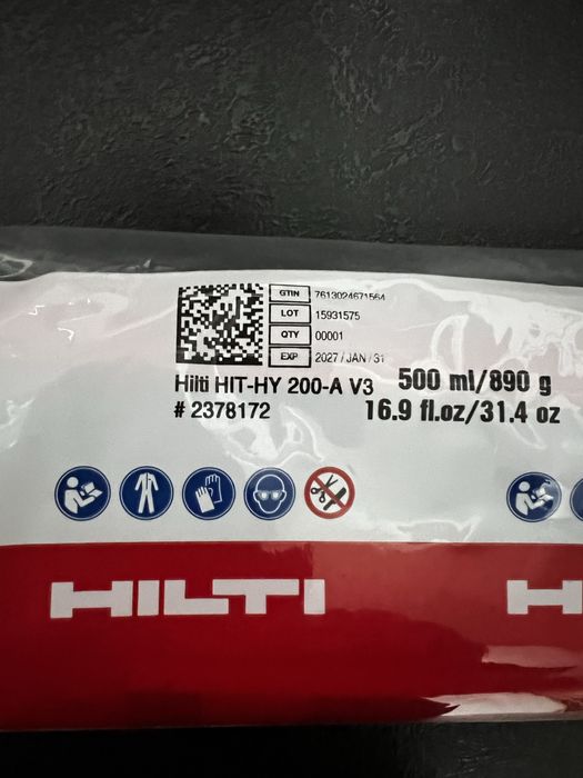 Klej Hilti, dwuskladnikowy.