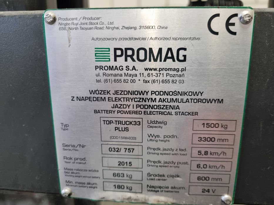 Promag Top-Truck 33 plus, NOWY AKUMULATOR