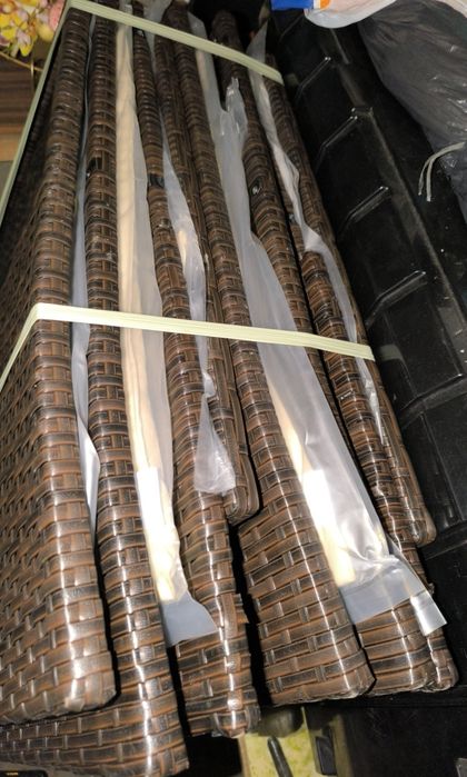 Ratanowa brązowa sofa ogrodowa zestaw z regulowanym stołem,nowe