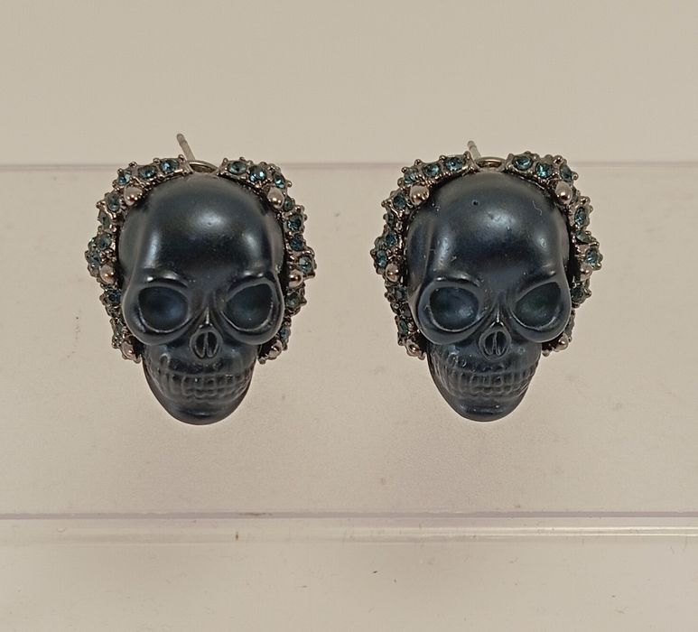 Сережки металеві  Череп оздоблені кристалами