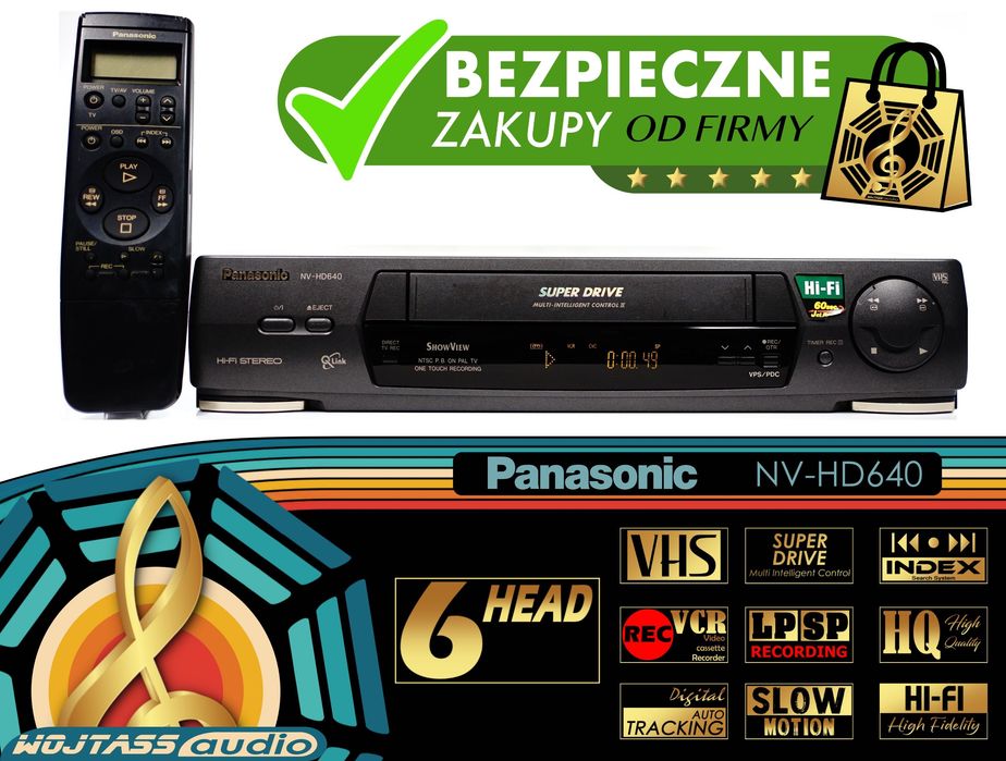 Magnetowid 6-głowicowy PANASONIC NV-HD640 * Hi-Fi STereo LP/SP