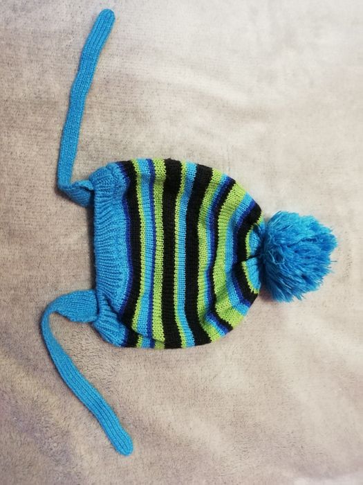 Czapka zimowa niemowlęca niebieska wiązana lupilu 62/74