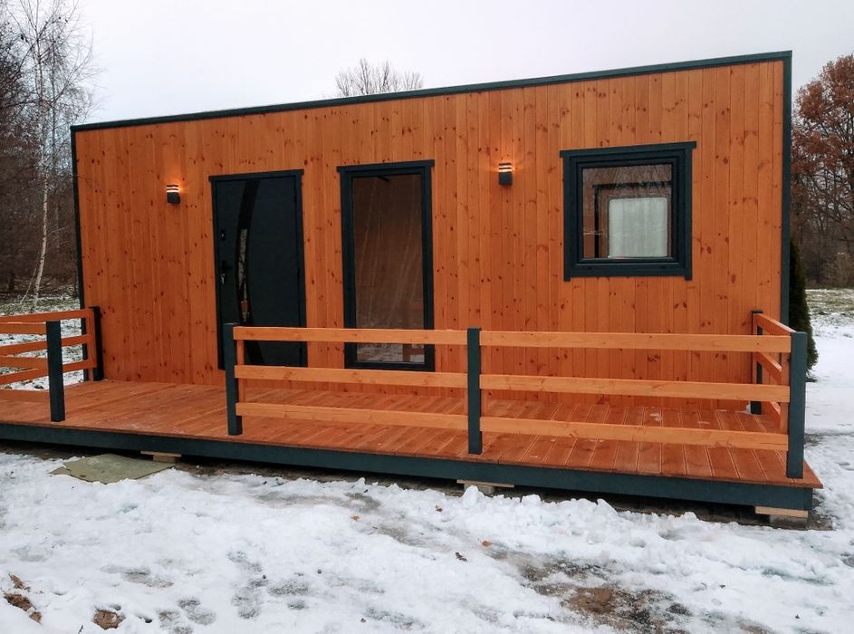 Domek drewniany ocieplony z tarasem