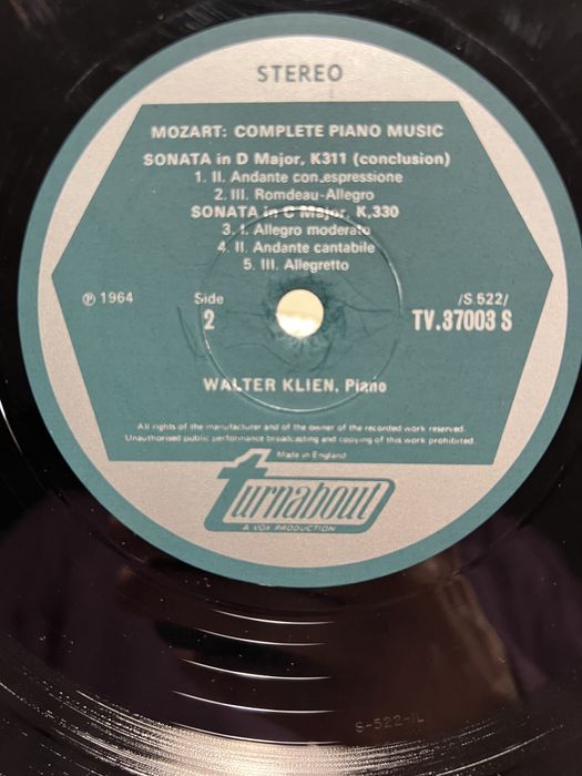 Вініл Моцарт 1964 UK Stereo Walter Klien - з власноі колекціі, класика
