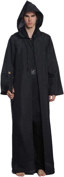 Czarna Peleryna Z Kapturem – Kostium Jedi/Renegat Rozmiar One Size