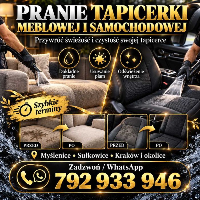 Pranie tapicerki meblowej i samochodowej – Myślenice, Sułkowice, Kraków