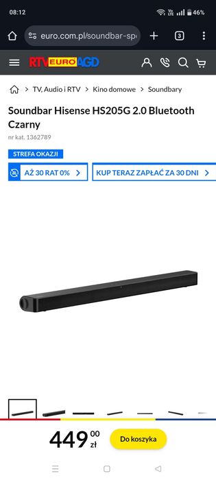 Soundbar Hisense hs205g Cena do negocjacji.
