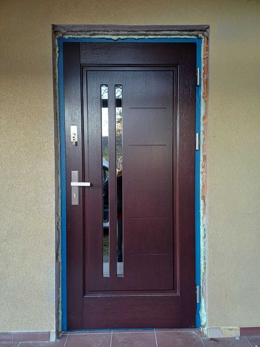 Drzwi zewnętrzne drewniane 78 orzech/antracyt!Od ręki!Czyste powietrze