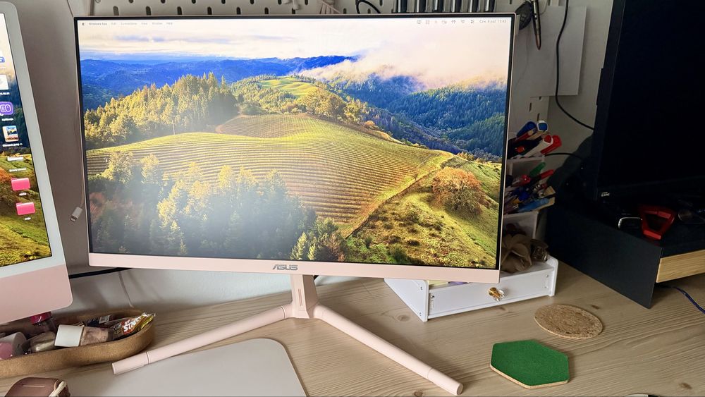 monitor Asus VU249 w kolorze różowym, idealny do iMac/ Macbook