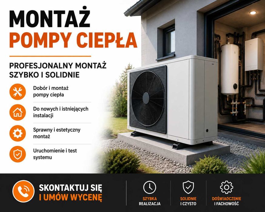 MONTAŻ i uruchomienie POMPY ciepła, WYCENA za 1zł