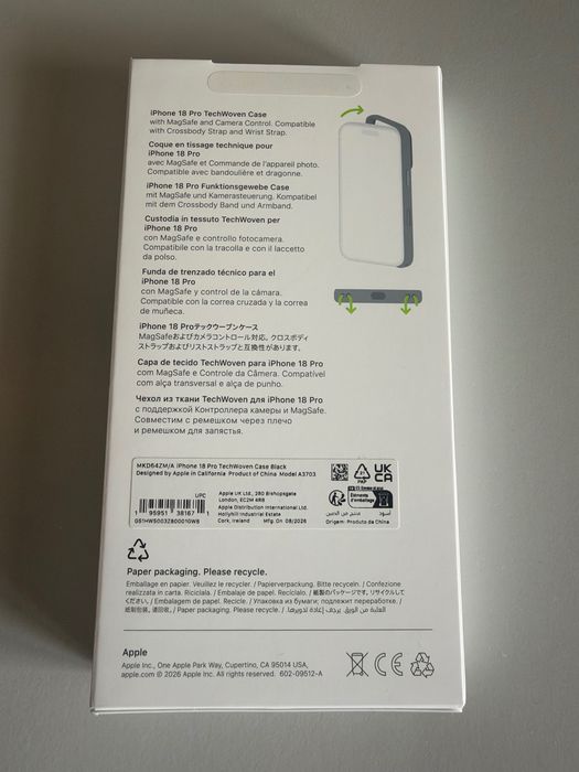 Apple TechWoven Case Preta para iPhone 18 PRO (nova caixa aberta)