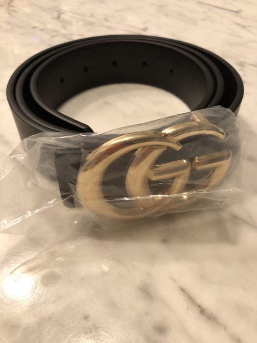 Gucci pasek uniseks ze złotym logo