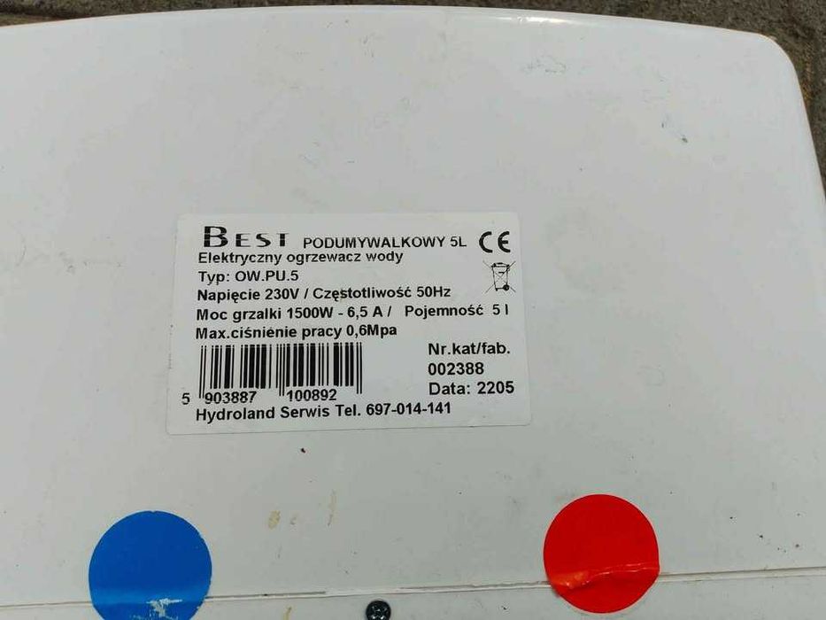 Podgrzewacz wody podumywalkowy 5L 1500W