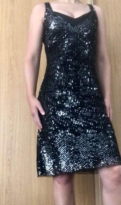 Vestido preto de lantejoulas - Mango (XS)