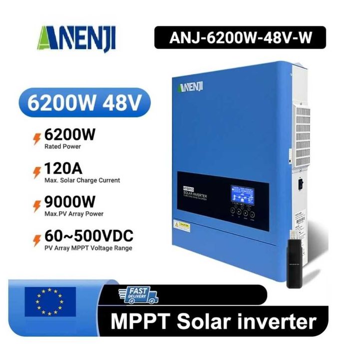 Гібридний інвертор Anenji 6.2 kWt 48V Wi-fi з MPPT контролером