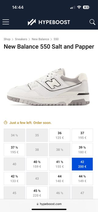 New Balance 550 Salt and Papper