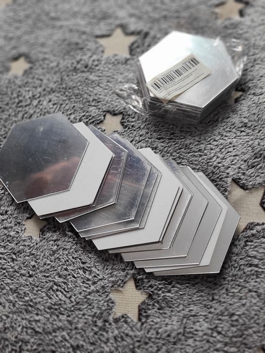 24szt naklejki lustrzane hexagon lustro przyklejane ozdoba dekoracja