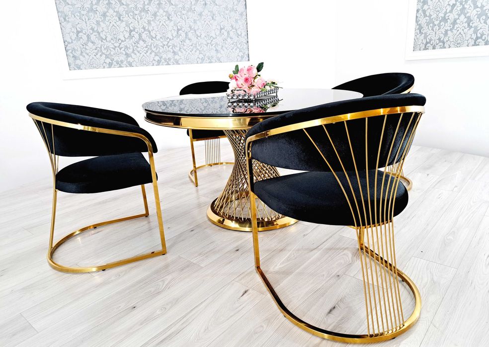Jadalnia Glamour EUPHORIA Stół Ø130cm + 4 krzesła