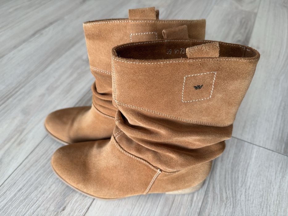 Botki Wojas jak nowe brąz 39 zamszowe