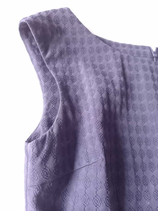 Vestido azul marinho com motivos, Globe, Tam 34