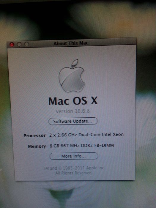 Mac pro 1,1   processor - 2,66 Ghz (лицензионные программы)