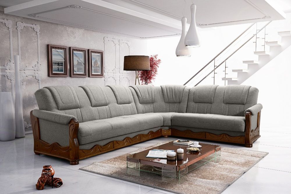 Narożnik wersalkowy 3R2 "KOMFORT" tkanina/dąb PRODUCENT