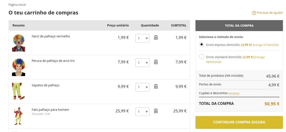 Fato de Palhaço Adulto (Funidelia) – Tamanho S/M – Como Novo