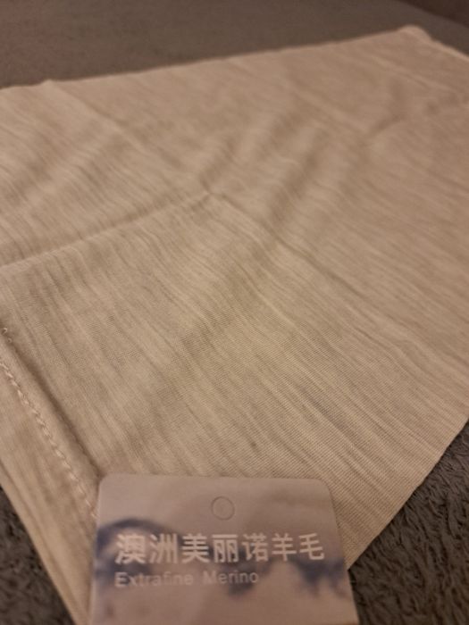 100% Merino Wełna Merynosowa Komin Bandama Jasnoszary NOWY