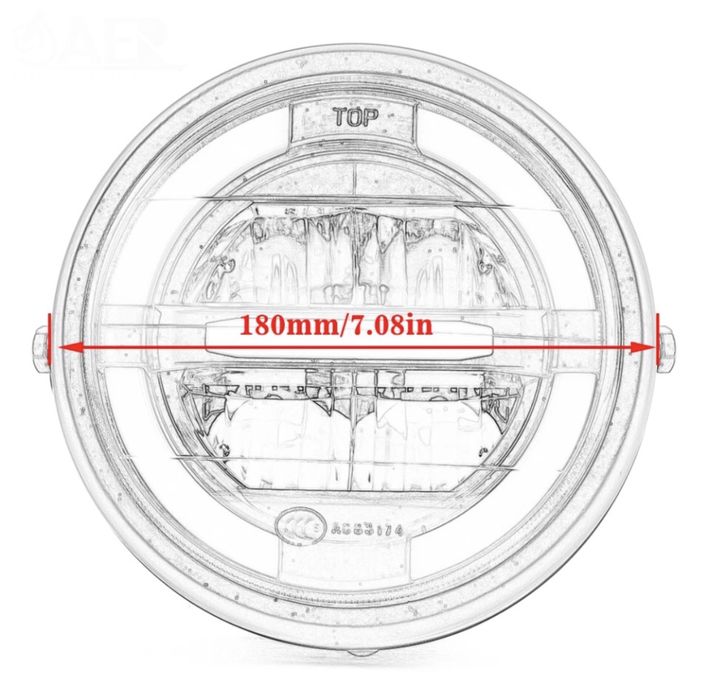 Farol Frontal LED 7 Pol com Piscas e Halo para Moto Cafe Racer