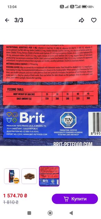 Корм для собак Brit  Сухий корм для собак Зоотовари