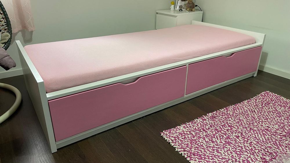 Cama solteiro com gavetas + colchão