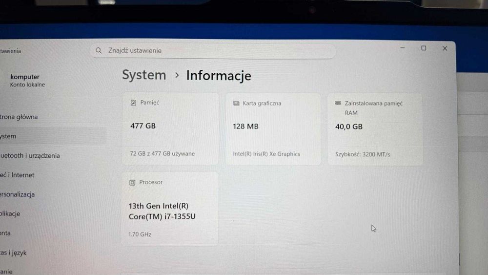 Lenovo ThinkPad E16 gen1 | i7 40GB 480GB| Win11pro | Gwarancja!