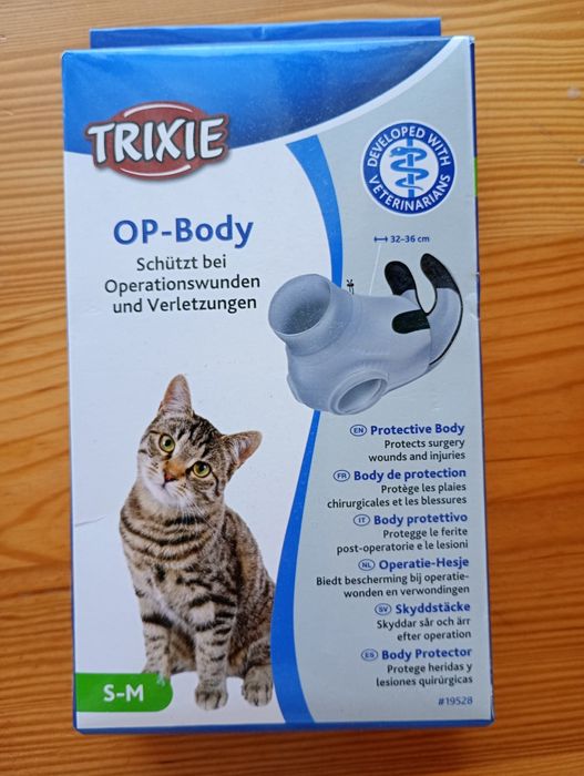 TRIXIE Ochronne body dla kota S–M szare płaszczyk medyczny  #19528