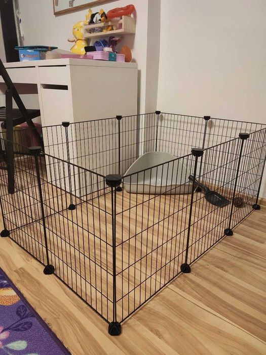 Klatka Kojec Dla Małych Zwierząt Zagroda 46x143x73 Cm Wybieg Siatka