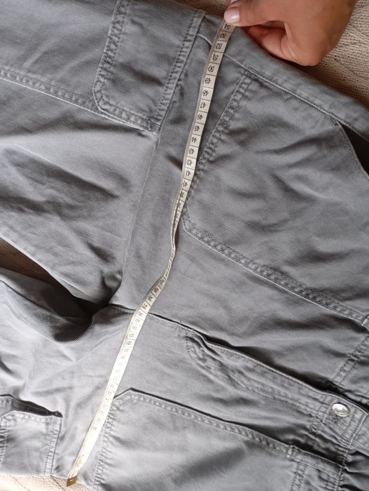 ZARA M szary luźny kombinezon dżinsowy sprany  denim cargo