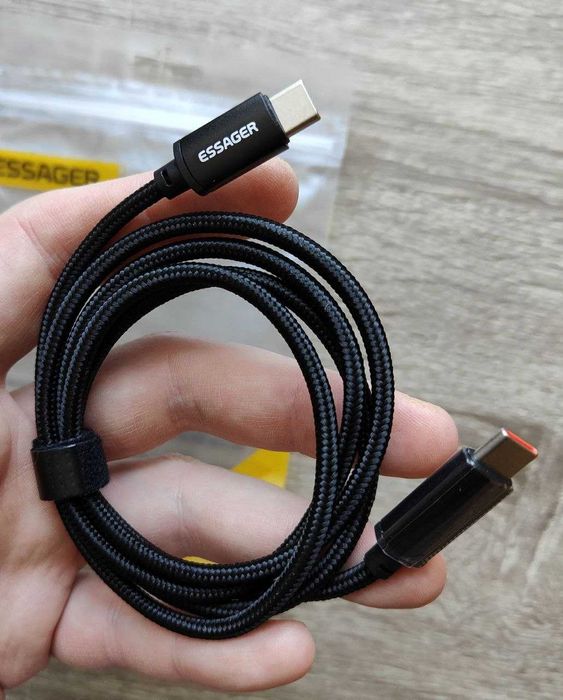 Кабель с экраном ESSAGER Type-C Type-C 100W 5А быстрая зарядка