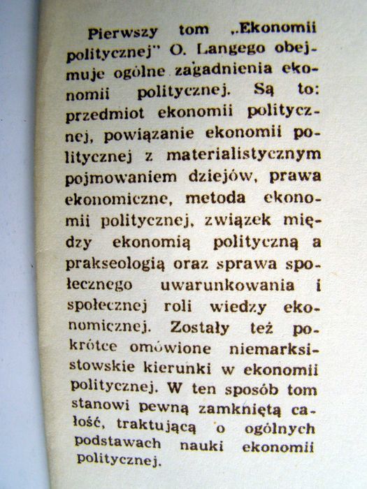 Oskar Lange - Ekonomia polityczna - tom I - Zagadnienia ogólne