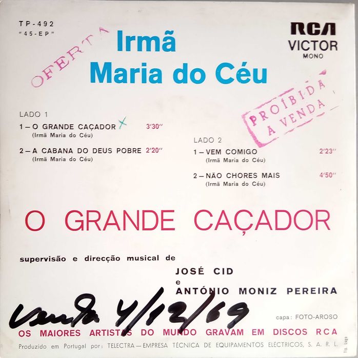 Irmã Maria do Céu	- - - - -	A Voz Que Vem do Convento	- - - - -	EP