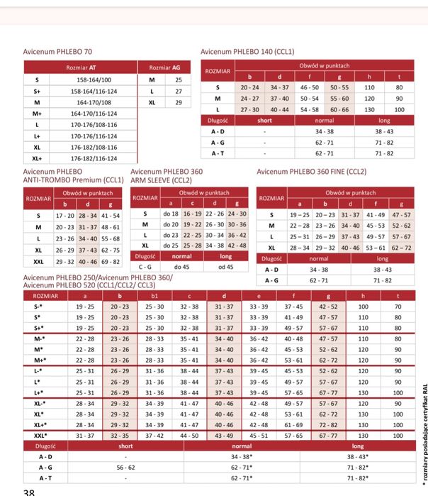 Podkolanówki uciskowe 2 klasa Avicenum różne rozmiary