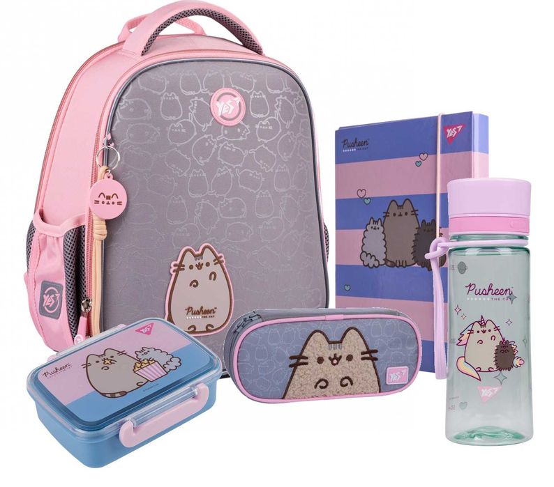 Рюкзак шкільний  YES Pusheen зріст 115-130 см + пенал +пля+пап+ланч