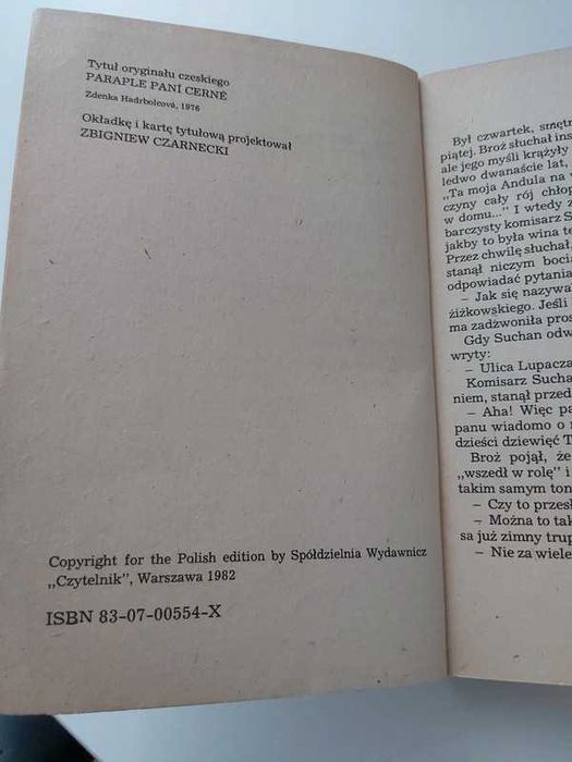 Książka "Parasol Pani Czernej" - Zdenka Hadrbolcova 1982