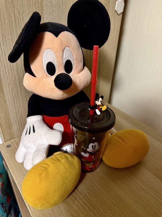 Микки Маус мягкая игрушка и стакан с трубочкой Дисней оригинал