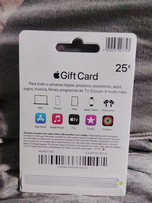 Cartão Oferta Apple 25€ – Novo e Selado